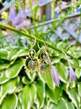 Load image into Gallery viewer, One Of a Kind Labradorite Brass Framed Earrings — Handmade Gemstone Statement Jewelry
