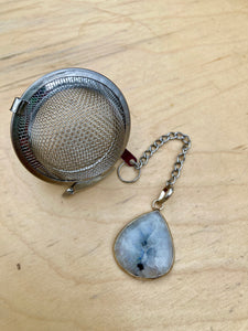 Moonstone Tea Ball Infuser for Loose Leaf Tea, Natural Gemstone Tea Strainer for Higher Consciousness + Connection to the Moon