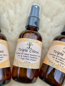 Triple Citrus Hand Spray, Yoga Mat Spray + Body Splash for Yoga Teachers with Essential Oils of Sweet Orange, Lemongrass, & Grapefruit