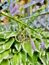 Load image into Gallery viewer, One Of a Kind Labradorite Brass Framed Earrings — Handmade Gemstone Statement Jewelry
