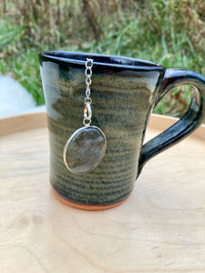 Tea Ball with Labradorite Pendant, Natural Gemstone Infuser for Loose Leaf Tea for Protection + Connection to Magick