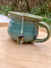Load image into Gallery viewer, Tea Ball with Labradorite Pendant, Natural Gemstone Infuser for Loose Leaf Tea for Protection + Connection to Magick
