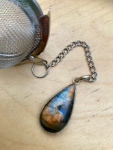 Load image into Gallery viewer, Tea Ball with Labradorite Pendant, Natural Gemstone Infuser for Loose Leaf Tea for Protection + Connection to Magick
