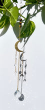 Load image into Gallery viewer, Gold Moon Sun Catcher – Light Prism Rainbow Maker with Tiger’s Eye + Amethyst Beads
