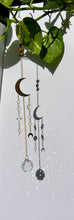 Load image into Gallery viewer, Gold Moon Sun Catcher – Light Prism Rainbow Maker with Tiger’s Eye + Amethyst Beads
