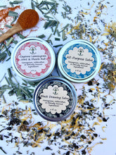 Load image into Gallery viewer, Herbal Salve Set | All-Purpose, Muscle Rub &amp; Black Drawing Salve | Natural First Aid Kit for Cuts, Burns, Sore Muscles, Stings &amp; Splinters
