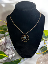 Load image into Gallery viewer, Gold Concentric Circle Necklace with Labradorite – Geometric Crystal Jewelry, Adjustable Chain
