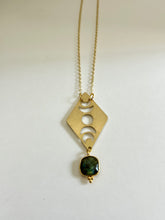 Load image into Gallery viewer, Moon Phases Gold Necklace with Labradorite Gemstone – Witchy Boho Celestial Lunar Jewelry, Adjustable Gold Chain

