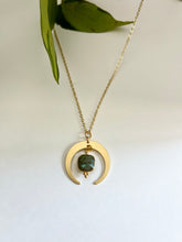 Load image into Gallery viewer, Gold Half Moon Labradorite Necklace – Celestial Crystal Jewelry, Boho Talisman, Spiritual Pendant
