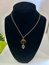 Load image into Gallery viewer, Half Moon Labradorite Necklace, Celestial Jewelry, Floating Stone Pendant, Boho Minimalist Necklace, Spiritual Crystal Jewelry
