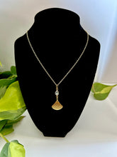 Load image into Gallery viewer, Moonstone Leaf Drop Necklace, Celestial Jewelry, Brushed Brass Pendant, Minimalist Boho Necklace, Intuition &amp; Renewal Crystal Jewelry
