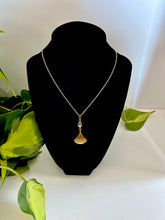 Load image into Gallery viewer, Moonstone Leaf Drop Necklace, Celestial Jewelry, Brushed Brass Pendant, Minimalist Boho Necklace, Intuition &amp; Renewal Crystal Jewelry
