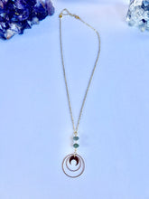 Load image into Gallery viewer, One of a Kind Labradorite &amp; Rose Quartz Moon Necklace | Celestial Gemstone Jewelry
