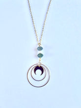Load image into Gallery viewer, One of a Kind Labradorite &amp; Rose Quartz Moon Necklace | Celestial Gemstone Jewelry

