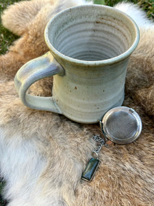 Labradorite Tea Strainer | Loose Leaf Tea Infuser with Stainless Steel Tea Ball | Gemstone Tea Ball for Intuition & Witchy Decor