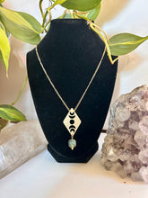 Load image into Gallery viewer, Adjustable gold chain moon phases necklace with natural labradorite gemstone
