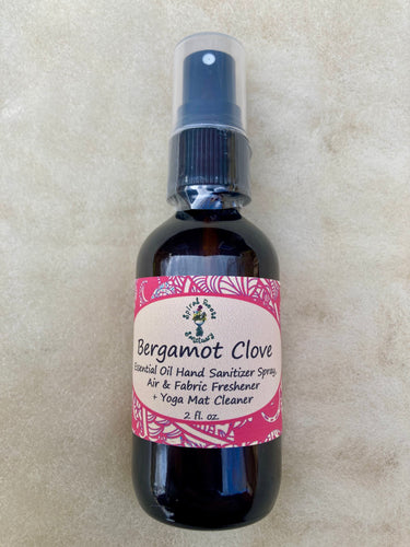 Bergamot Clove Essential Oil Spray – All-Natural Hand, Body, and Yoga Mat Freshener with Refreshing Bergamot and Grounding Clove Essential Oils.