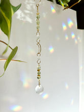 Load image into Gallery viewer, Boho window décor mini suncatcher with Aventurine and Citrine beads and rainbow prism
