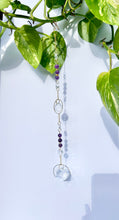 Load image into Gallery viewer, Boho style window hanging suncatcher with dual prisms and gemstone accents for rainbow reflections
