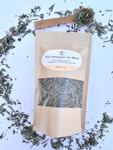 Load image into Gallery viewer, Premium Tulsi Holy Basil and Lemongrass loose leaf tea in a small-batch handcrafted pouch, showcasing high-quality, ethically sourced, chemical-free herbs for a flavorful and aromatic herbal tea experience.
