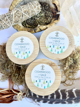 Load image into Gallery viewer, Cedarwood &amp; Sage Soy Candle | Clear Quartz Crystal Candle | 4 oz Glass Jar Candle
