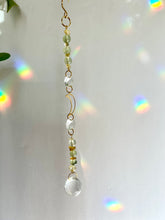 Load image into Gallery viewer, Crystal gemstone mini suncatcher with Aventurine and Citrine beads and rainbow prism reflections
