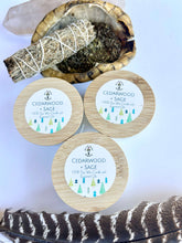 Load image into Gallery viewer, Cedarwood &amp; Sage Soy Candle | Clear Quartz Crystal Candle | 4 oz Glass Jar Candle
