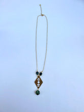 Load image into Gallery viewer, Moon Phases Gold Necklace with Labradorite Gemstone – Witchy Boho Celestial Lunar Jewelry, Adjustable Gold Chain
