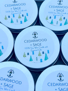 Hand-Poured Soy Wax Candle with Cedarwood and Sage Essential Oils – Relaxing, Earthy Aromatherapy