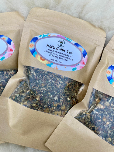 Children’s Calming Loose Leaf Herbal Tea in eco kraft bag | Gentle caffeine-free blend for kids with chamomile and lemon balm