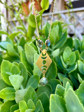 Load image into Gallery viewer, Moon Phases Gold Necklace with Labradorite Gemstone – Witchy Boho Celestial Lunar Jewelry, Adjustable Gold Chain
