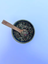 Load image into Gallery viewer, Nutritive Nourishment herbal infusion highlighting a harmonious blend of nettle, alfalfa, red clover, oatstraw, dandelion leaf, and spearmint.
