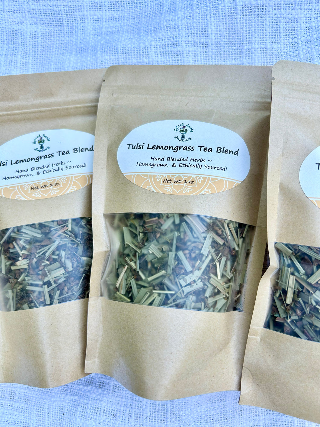 Tulsi Holy Basil and Lemongrass Loose Leaf Herbal Tea in eco kraft bag | Handcrafted Appalachian herbal blend