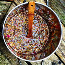 Load image into Gallery viewer, Herbs Infusing in Oil – Organic Calendula, Mullein, and Chamomile ready to be put on the Stove, Steeping in Natural Oils for Skincare Infusion.
