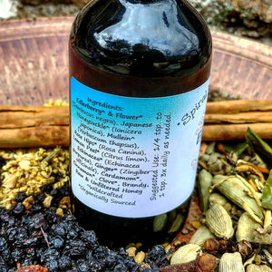 Elderberry Elixir Syrup with Raw Honey + Rose Hips for Nanny Gift, Principal Gift, and Nurse Appreciation in 4 oz. Bottle