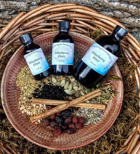 Elderberry Elixir Syrup with Raw Honey + Rose Hips for Nanny Gift, Principal Gift, and Nurse Appreciation in 4 oz. Bottle