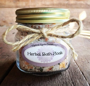 Herbal Bath & Body Set with Face Toner, Face Serum + Bath Salts for Relaxation w/ Organic, Vegan + Cruelty Free Ingredients