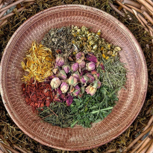 Loose Herbs – A Blend of Organic Calendula, Mullein, and Chamomile Before Infusion in Oil, Ready for Natural Skincare Formulas.